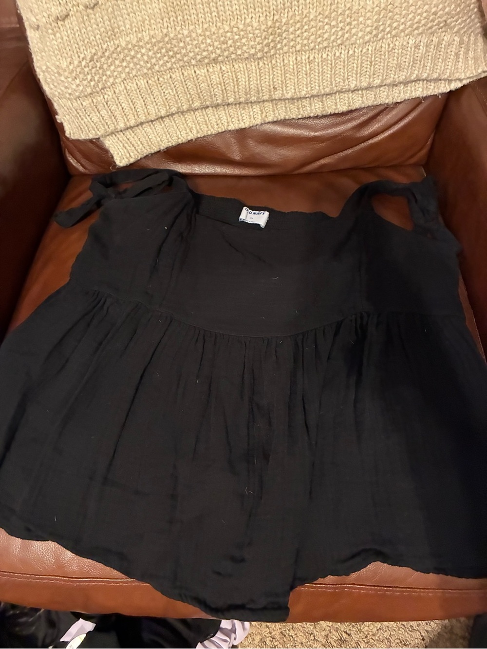 Old Navy Black Smocked Bodice Tank with Tie Straps